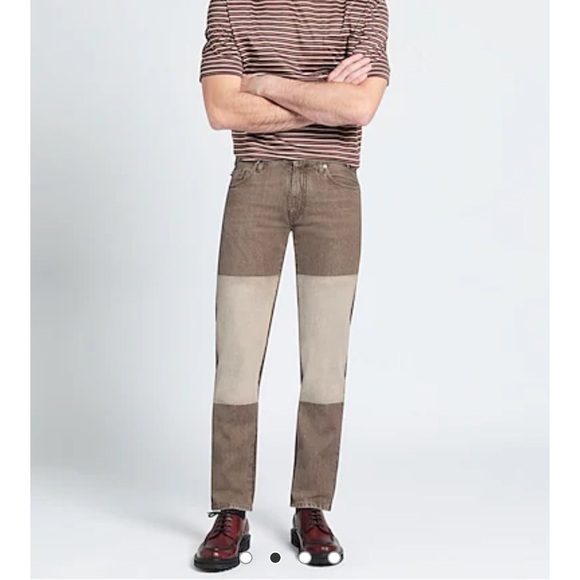 Off White Two Tone Colored Wash Regular Fit Light Brown Denim Jeans Size… - Picture 1 of 11